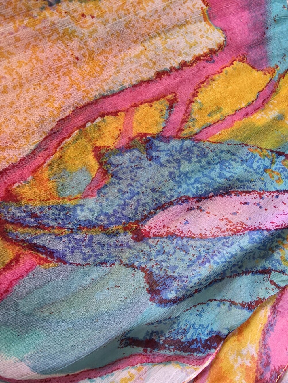 Vibrant Silk watercolor patterned  scarf, Gorgeous Sweet Summer Wrap.
